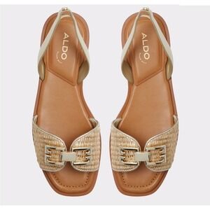 ALDO‎ Women's Agreinwan Flat Sandal Gold 7.5